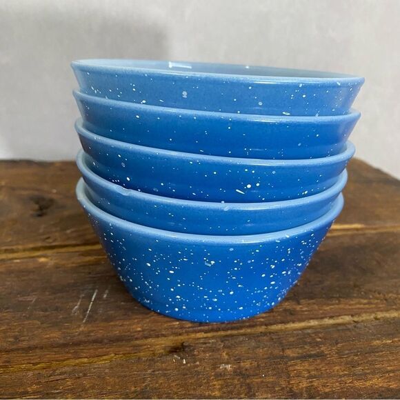 5- Vintage Fire King Blue Granite Speckled Cereal Bowls. - Picture 7 of 11